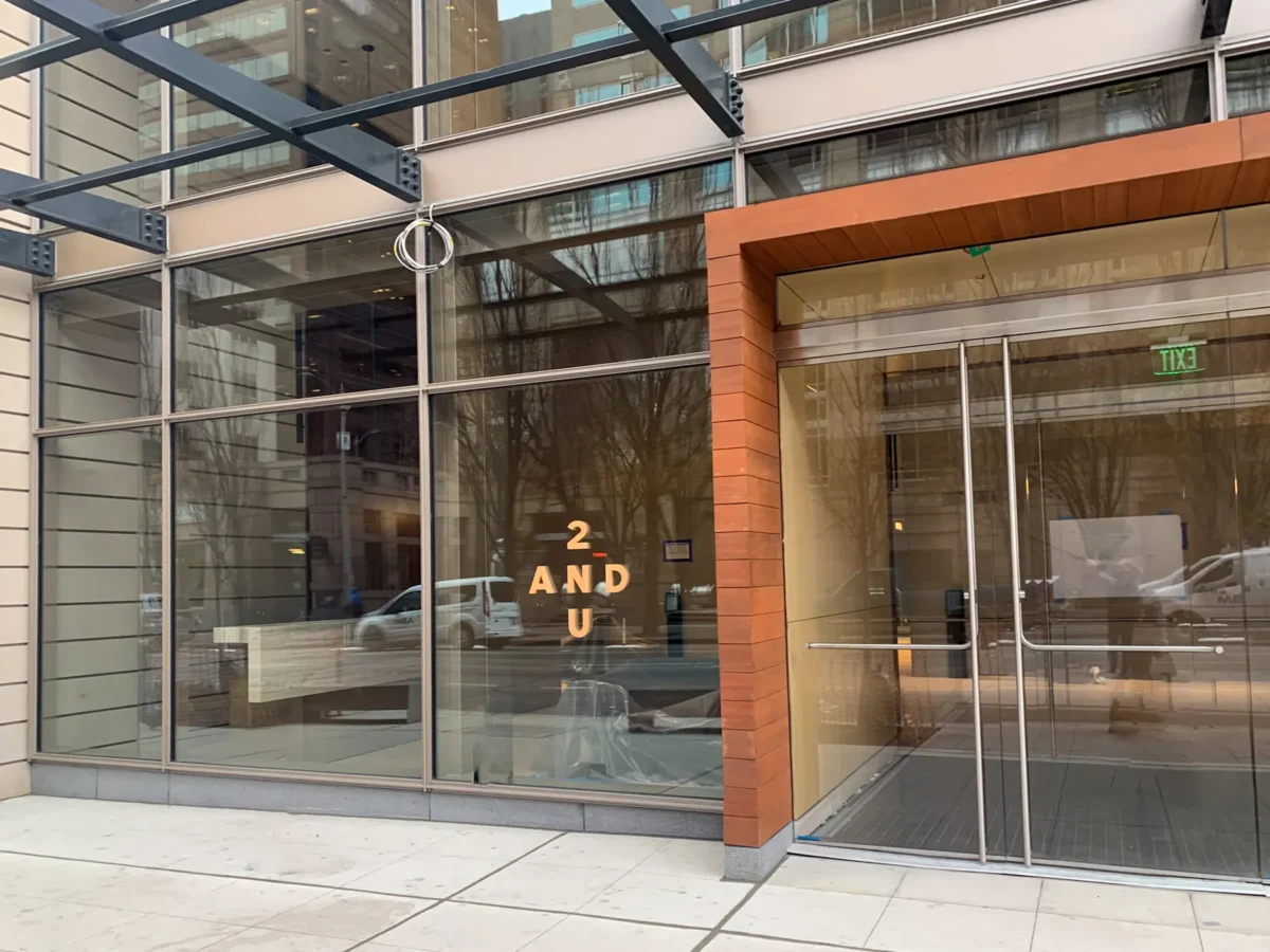 Storefront and curtain wall glazing at 2+U in downtown Seattle.
