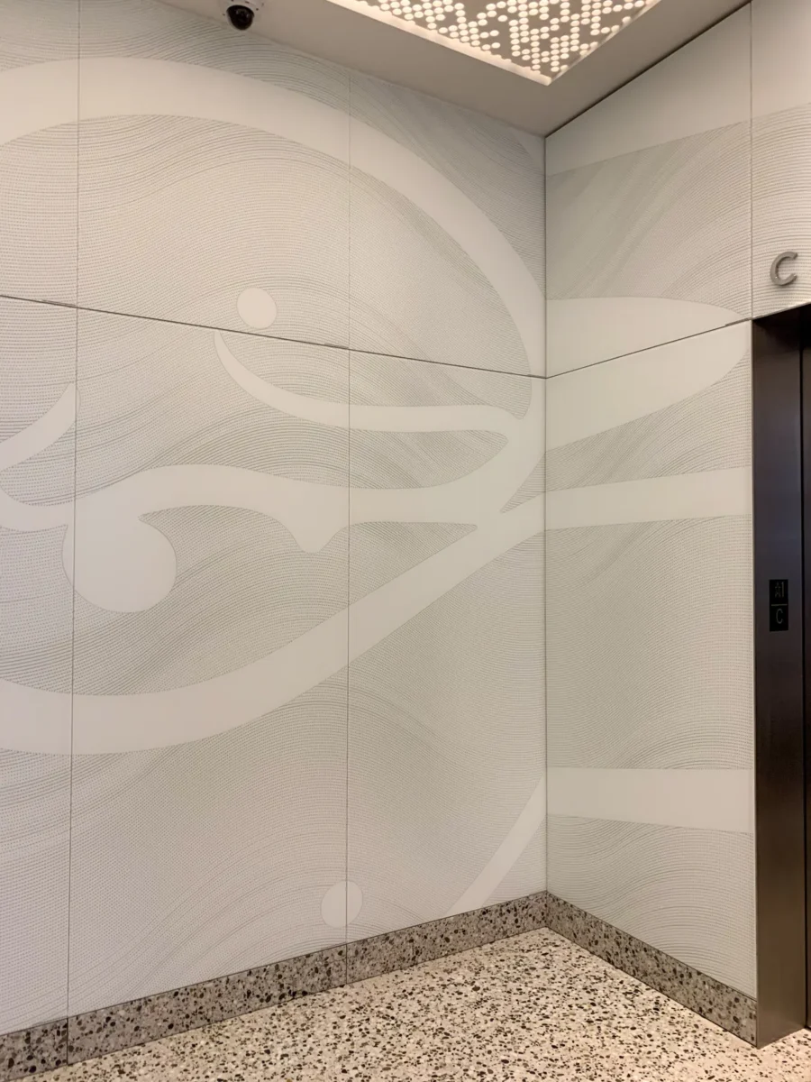 Glazing at Building Cure: curtain wall, glass doors and interior glass.