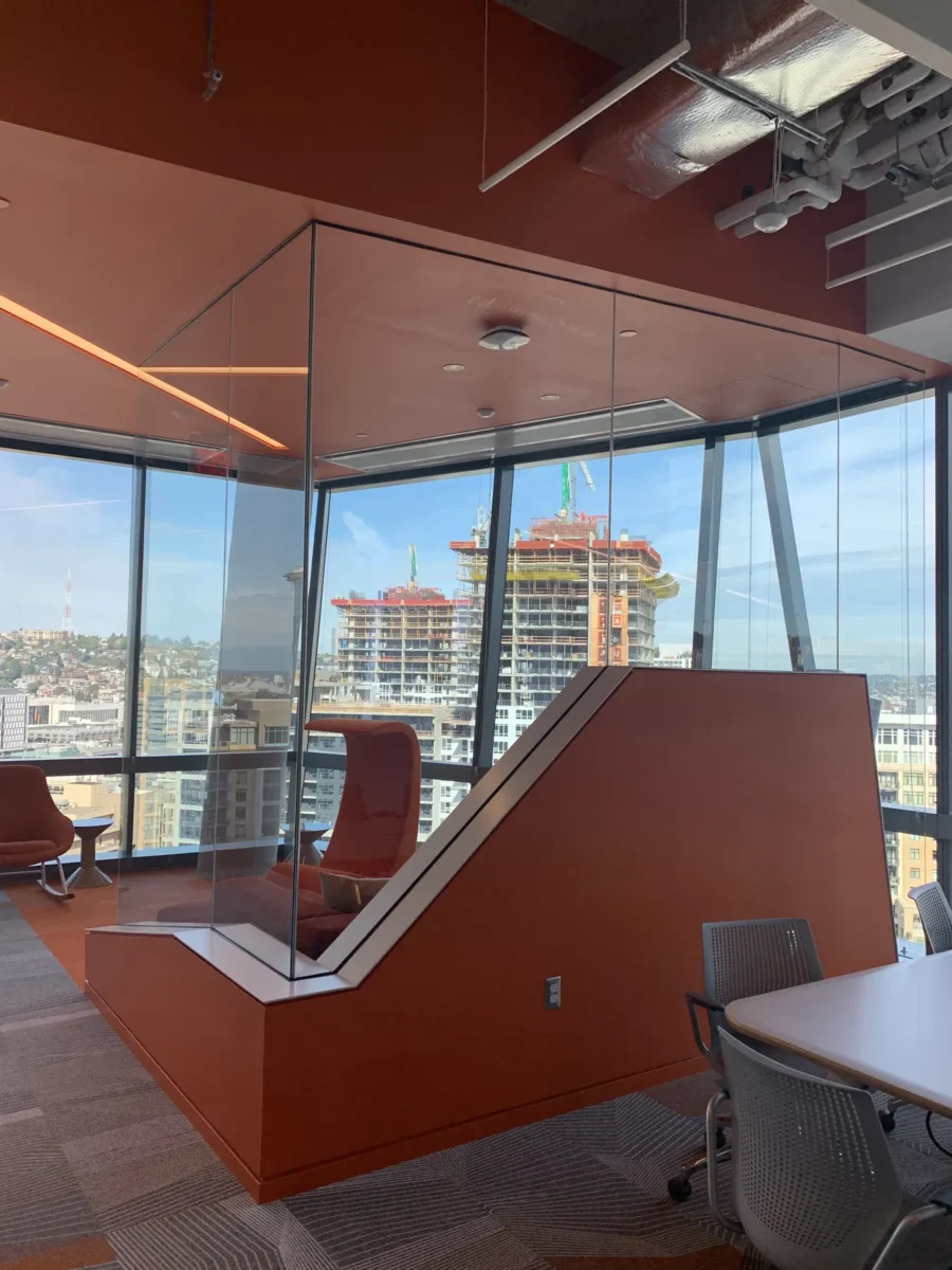 Glazing at Building Cure: curtain wall, glass doors and interior glass.