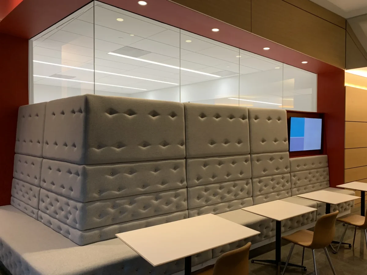 Glazing at Building Cure: curtain wall, glass doors and interior glass.