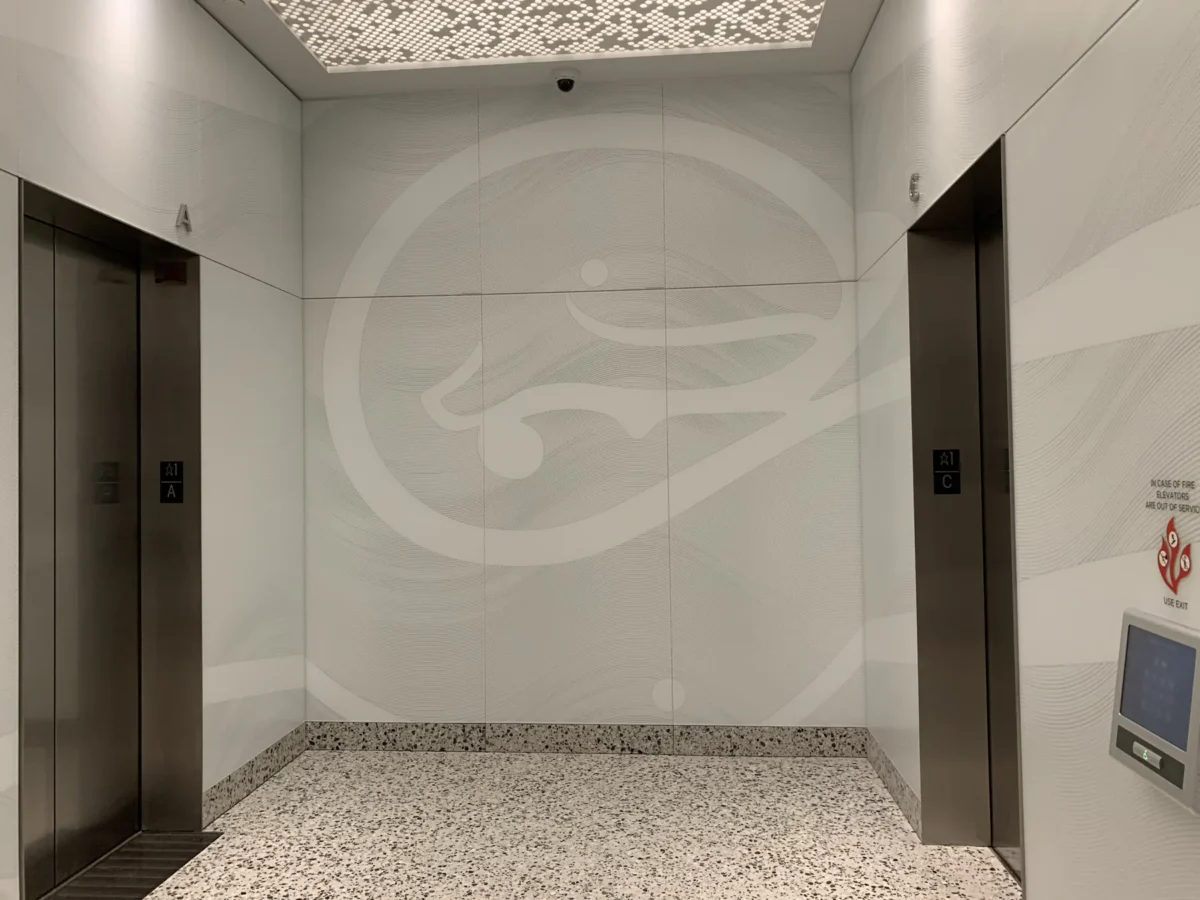 Glazing at Building Cure: curtain wall, glass doors and interior glass.