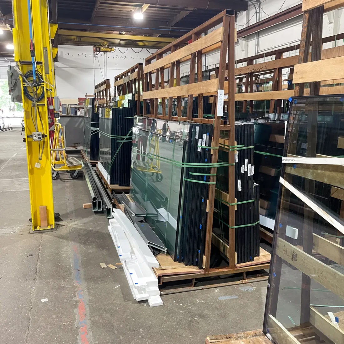 Glazing at Founders Hall: storefront, glass doors and interior glass in a mass timber building.