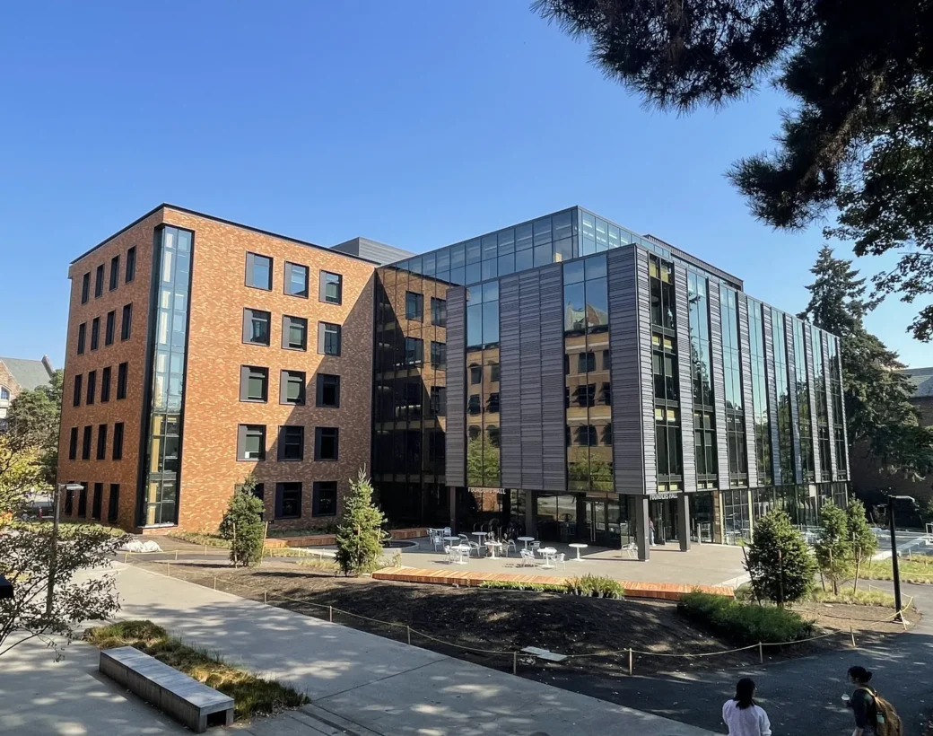 New construction glazing at Founders Hall