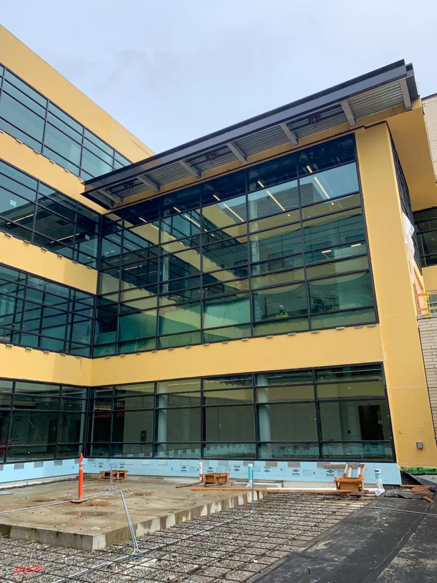Curtain wall going in at the King County Children and Family Center.