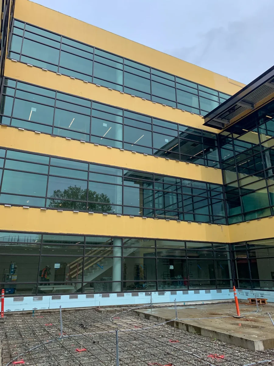 Curtain wall going in at the King County Children and Family Center.