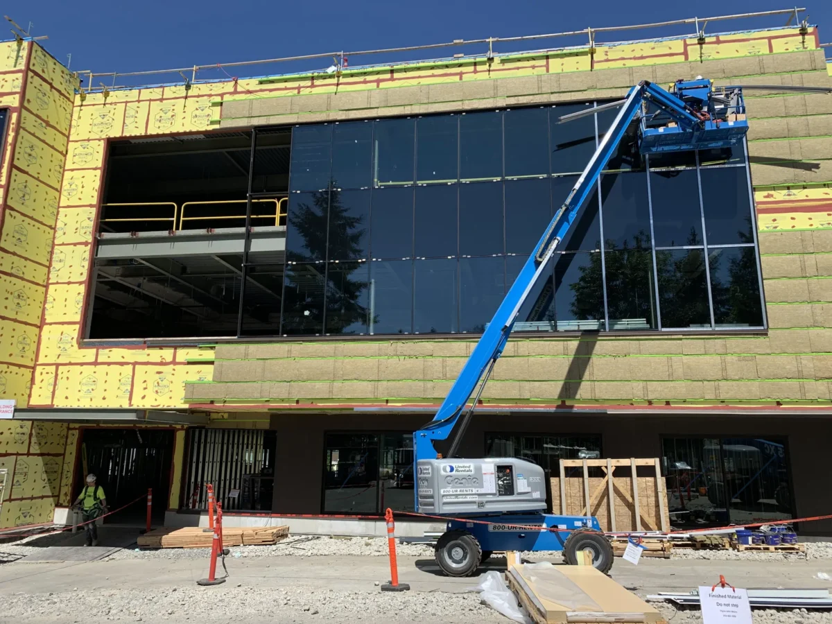 Curtain wall going in at the King County Children and Family Center.