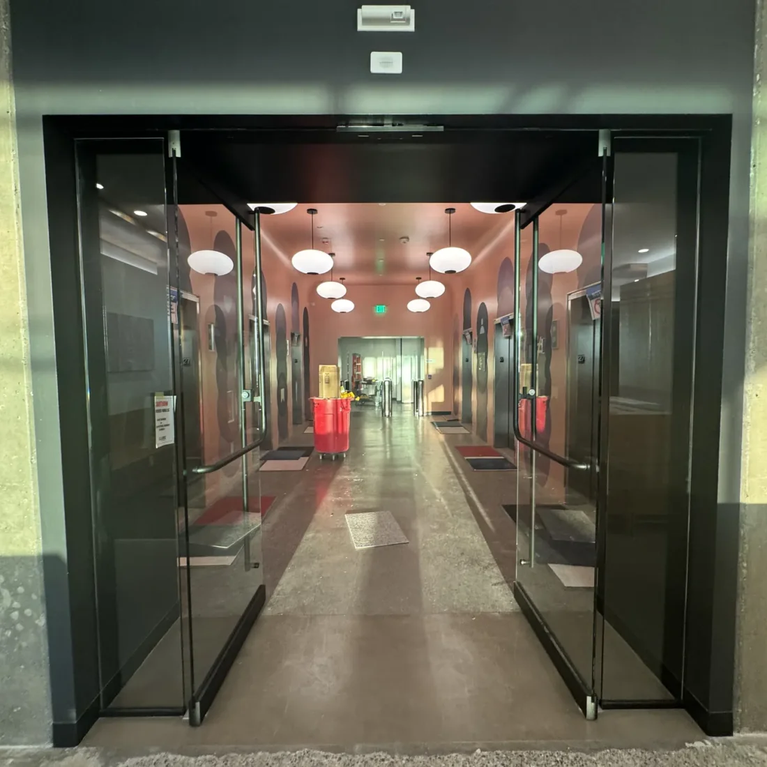 Interior glass partitions and glass stair rails at the Lincoln Square tenant improvement in Bellevue.