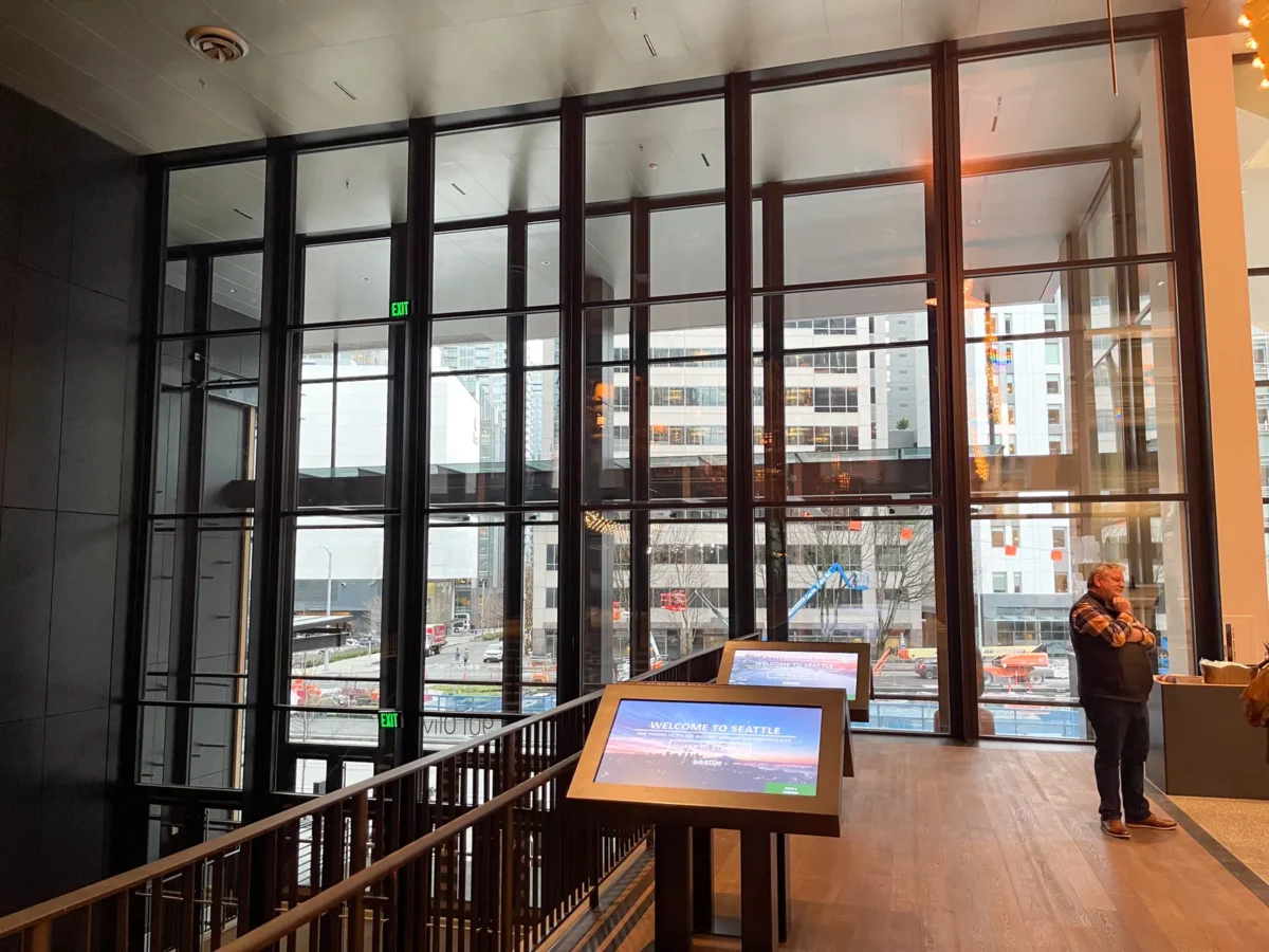 Glazing at the Seattle Convention Center Summit building: storefront, entrances and interior glass.