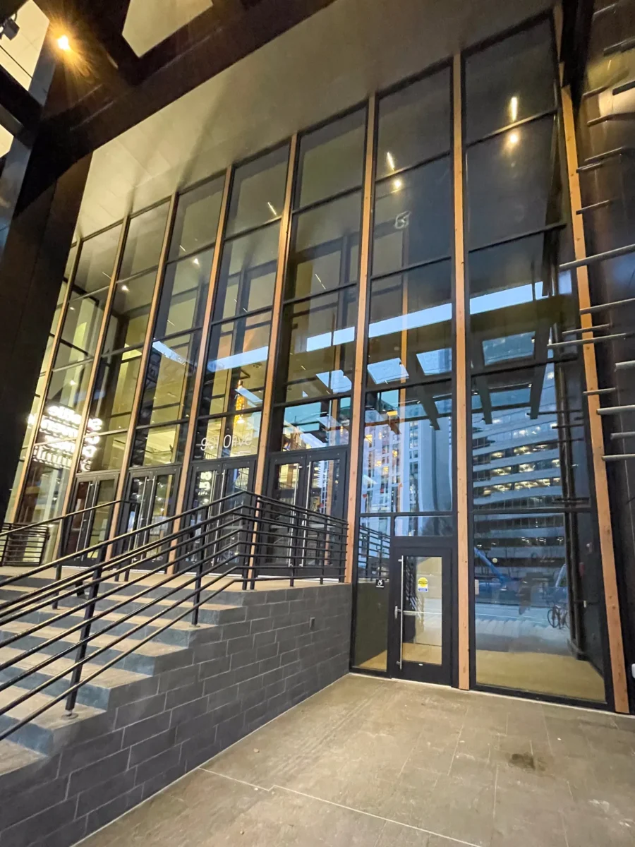 Glazing at the Seattle Convention Center Summit building: storefront, entrances and interior glass.