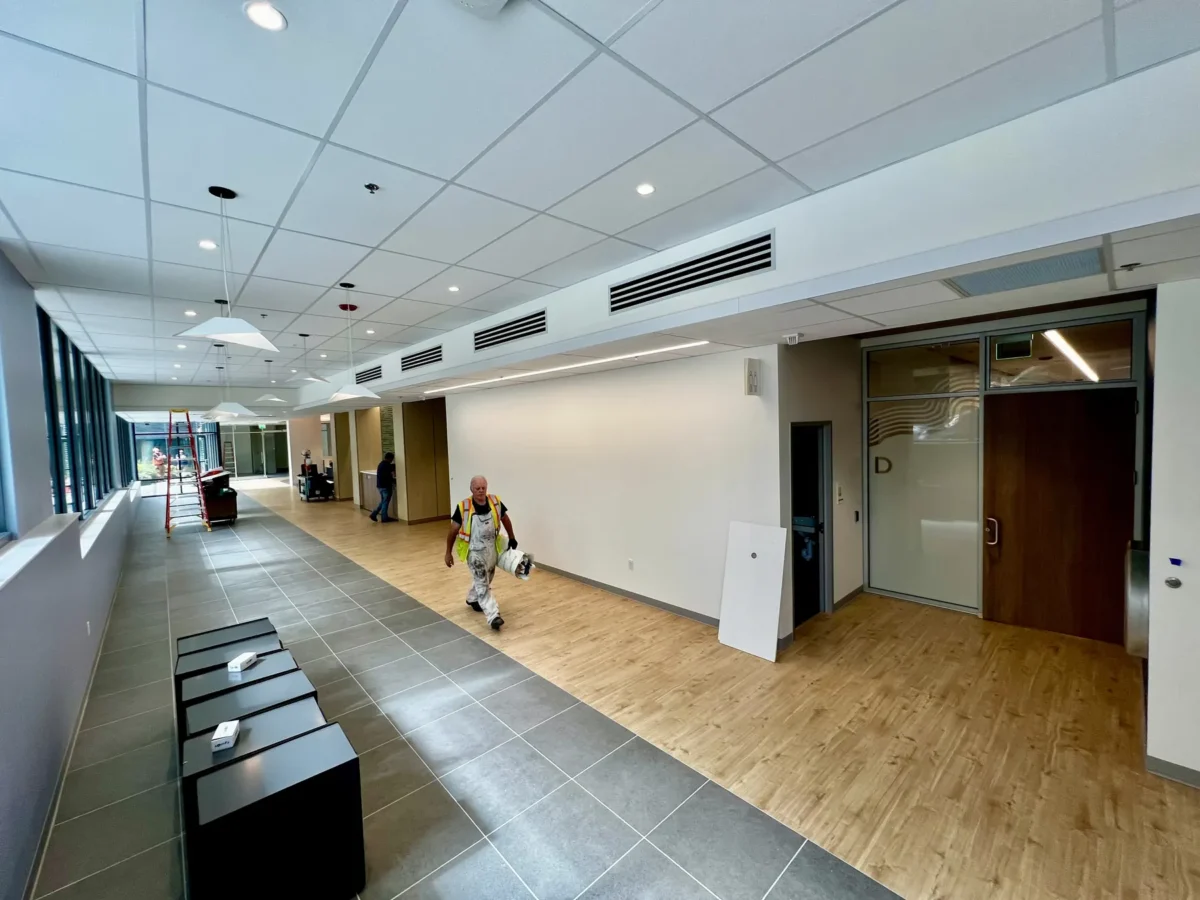 Interior glazing and glass doors at the Swedish Green Lake clinic.