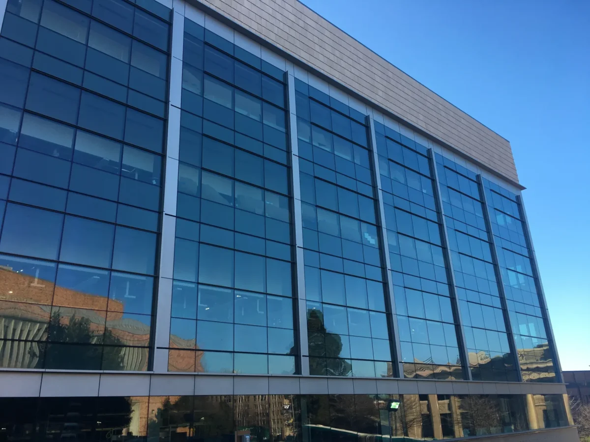 Curtain wall and interior glazing at the University of Washington nanoengineering building.
